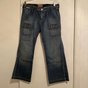 Lucky Brand Women’s Faded Blue Bootcut Jeans with Cargo Pockets, Size 6 (28) W.